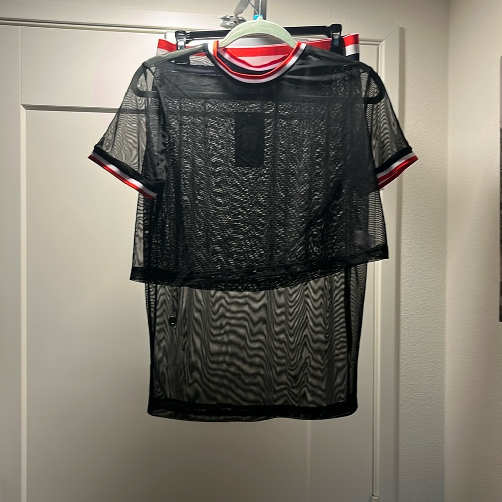2pc fashion nova crop top/skirt swimsuit cover up